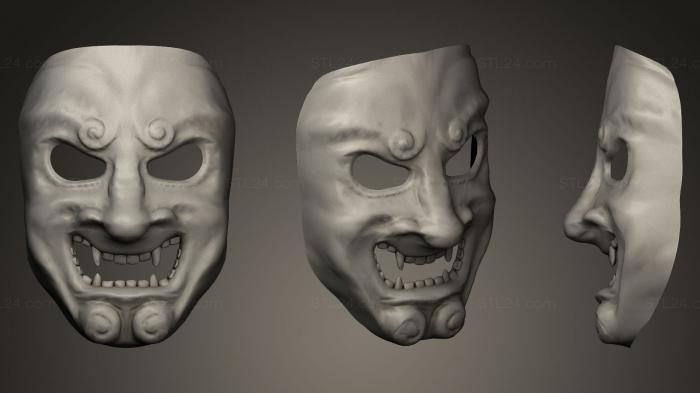 Маски (Самурайская маска сомен, MS_0167) 3D модель для ЧПУ станка